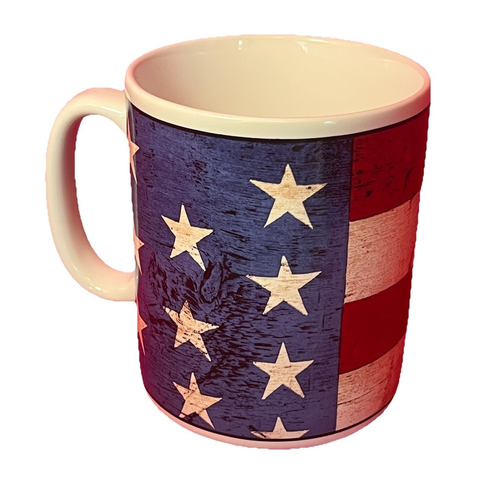 WARREN KIMBLE Colonial American Flag Patriotic 10oz Coffee Mug‎ Sakura NY 1997